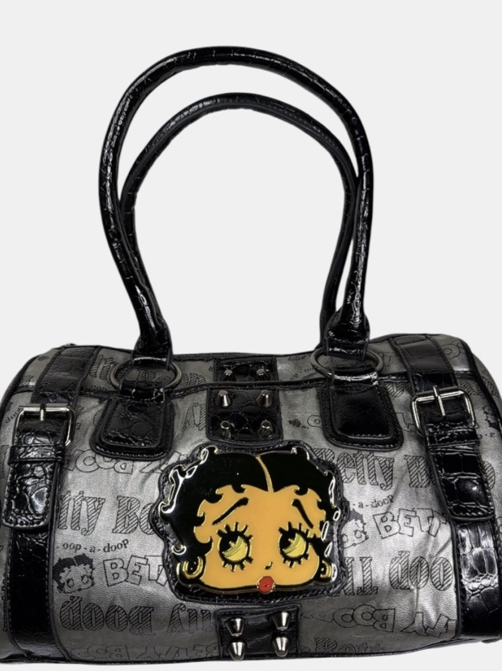 Betty Boop Black and Yellow Logo Accent Shoulder Bag